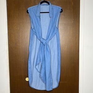 Open front denim tunic
